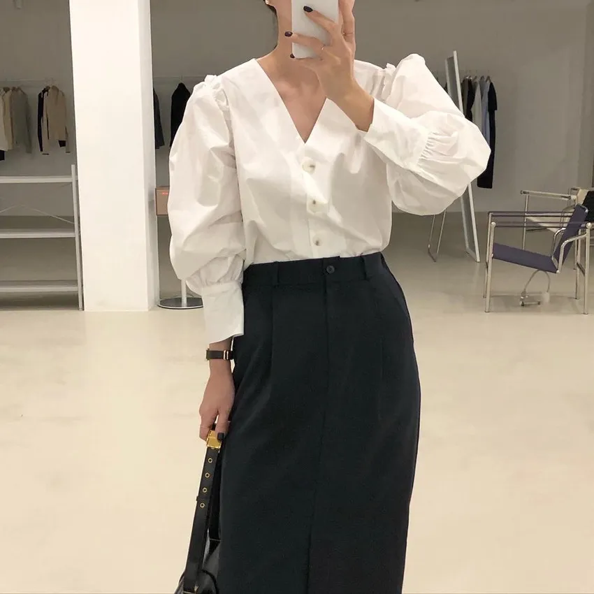 Comfortable Tops Plus Size Oversize All Match Solid Korean Party Loose Fashion Prom Office Lady Shirts 210421