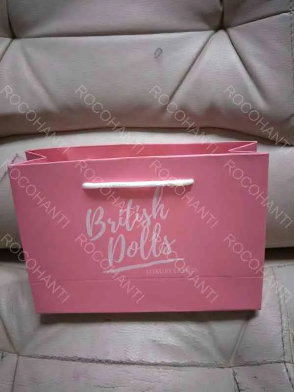 50X Personalizado pesado kraft papel saco rosa cor de natal saco de papel de compras para vestido vestido de presente embalagem sacos H1231