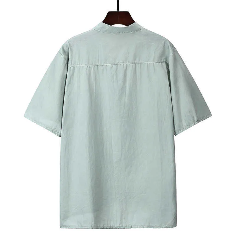 Zomer mannen Vlas Linnen T-Shirt Casual V-hals Button Down T-Shirts Slim Fit Katoen Korte Mouw Basic Top 210716