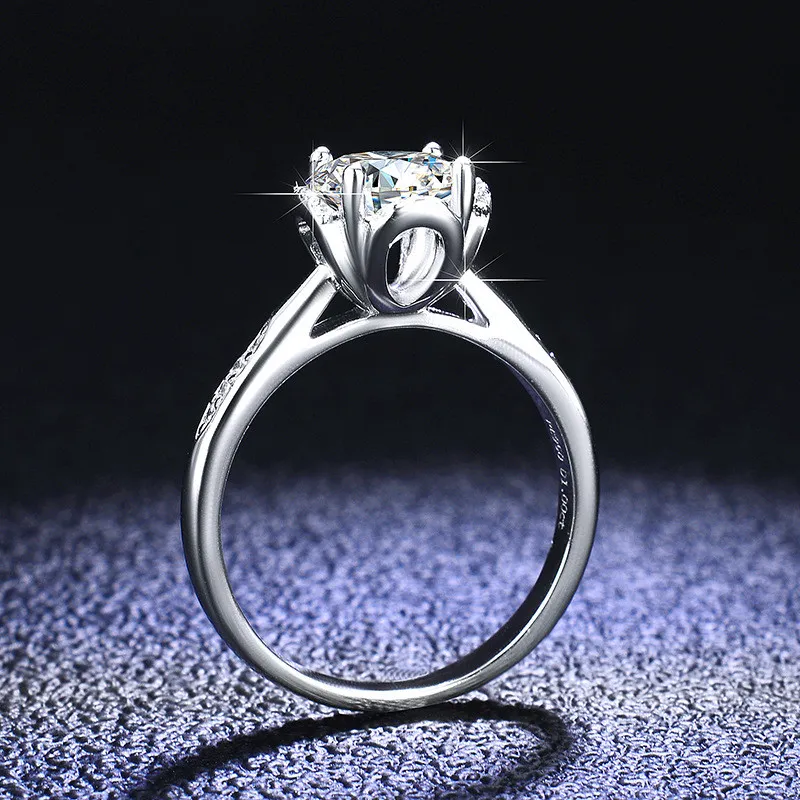 Platinum Uitstekende Cut Diamond Test Pass Pass Color Hoge Kwaliteit Moissanite Bruiloft Bloem Ring Zilver 925 Sieraden