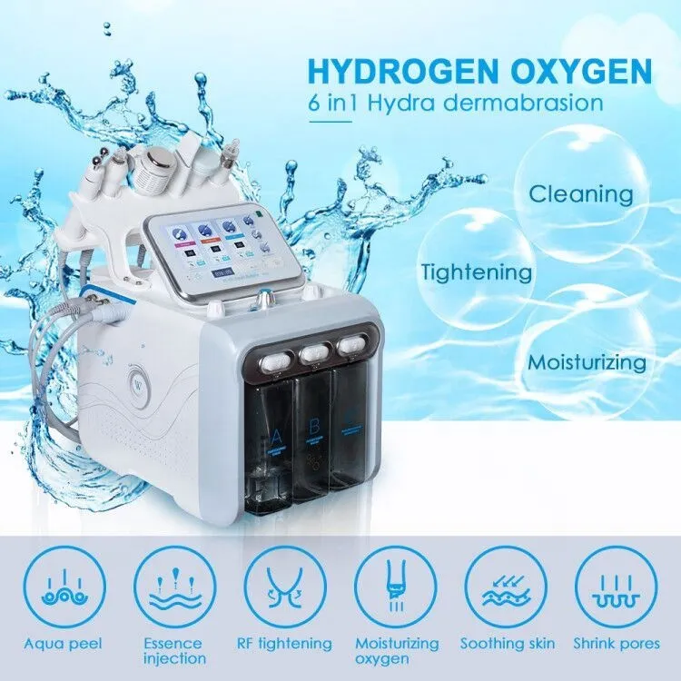 Oksijen jet 6 in1 h2-o2 hidro dermabrazyon rf biyo-kaldırma spa yüzey ance gözenek temizleyici hidrafasiyal mikrodermabrazyon makinesi cilt bakım araçları