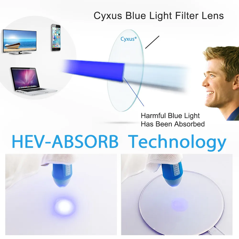 Cyxus lunettes d'ordinateur avec filtre de lumière bleue pour bloquer les maux de tête, verres transparents unisexe hommes/femmes 8057