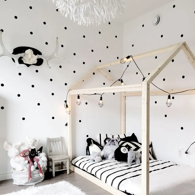 Black Polka Dots Wall Stickers Circles DIY Stickers for Kids Room Baby Nursery Room Decoration Peel-Stick Wall Decals 5872999