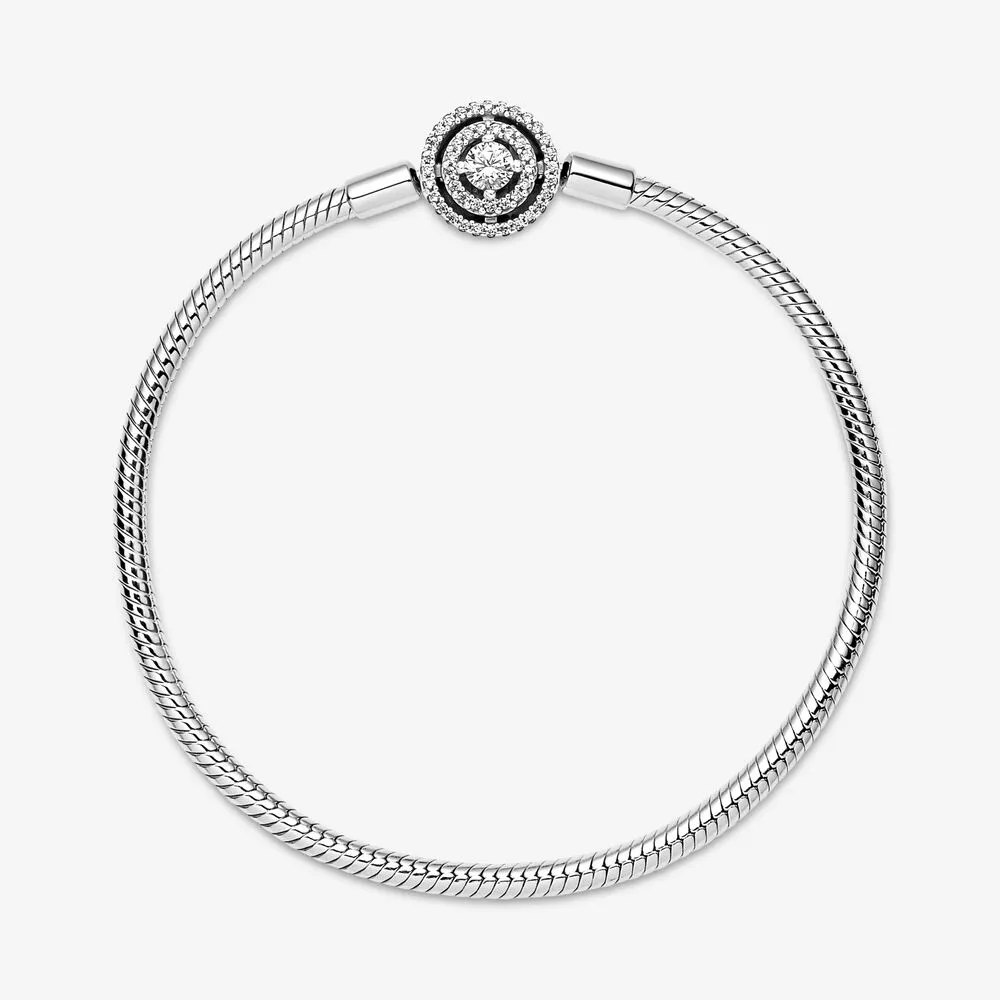 100% 925 Sterling Silver Moments Halo Serpent Chaîne Bracelet Fit Authentique Européenne Dangle Charme Pour Les Femmes De Mode DIY Bijoux Acces254u