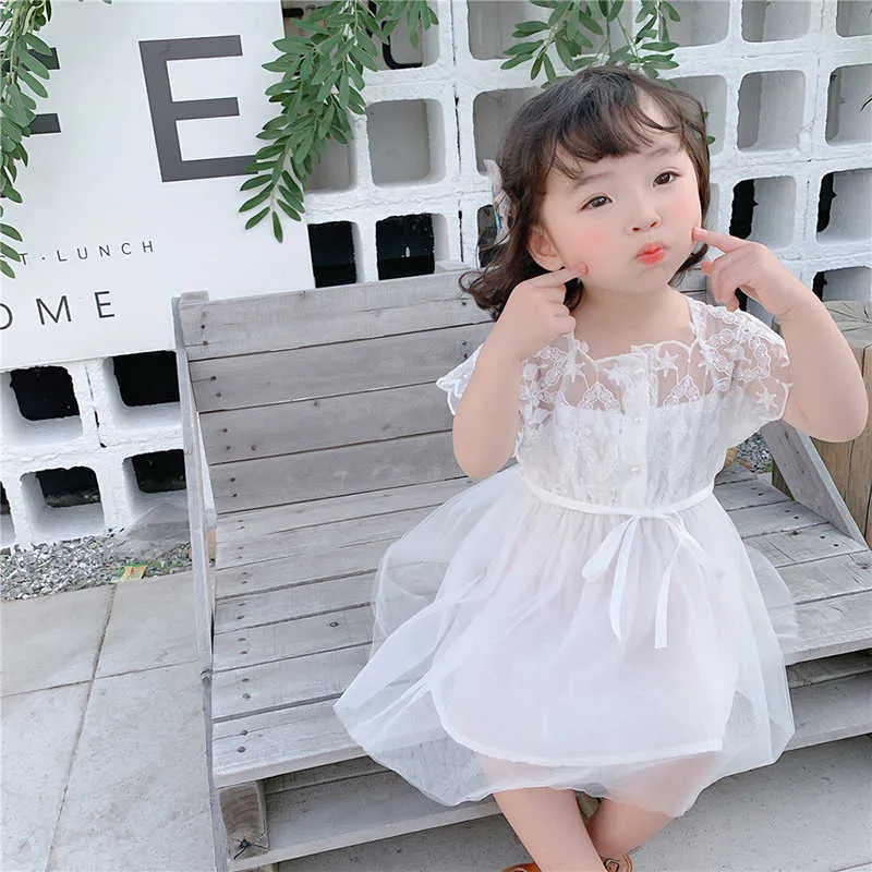 Bärenführer Kinder Mädchen Prinzessin Kleider Sommer Kleinkind Baby Spitze Blumen Party Kostüme Kinder Süße Koreanische Hochzeit Vestidos 210708