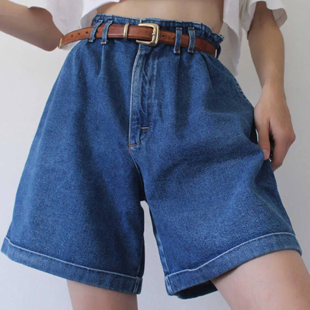 Jean Shorts Kobieta wysoka talia Plus Blue Streetwear Denim Shorts Woman Fashion Casual Vintage Summer Denim Shorts 210702