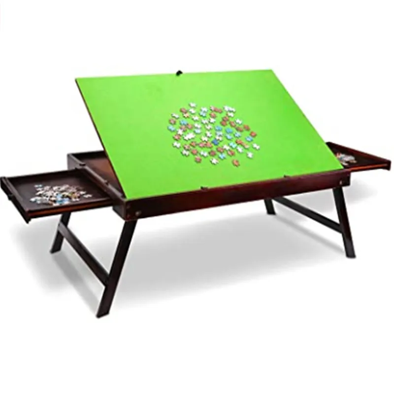 Holzkinder Spielzeug Holzpuzzle-Puzzle-Tisch tragbares Faltplattenbrett mit kipper Nicht-Schlupf-Oberfläche für 1000 Stücke Wood30772277
