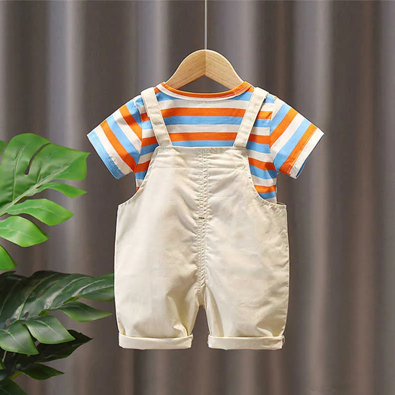男の子のグリル夏の綿服子供漫画TシャツレターデニムショーツSETS幼児用ファッション幼児トラックスーツ21103285