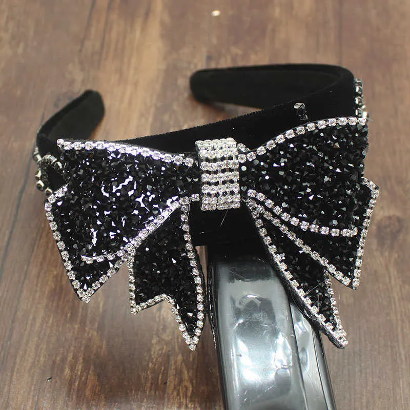 Färgglada kristaller-inlaid Bowknot Rhinestone Hairband European And American Luxury Barock Wide Headband för Women Accessoarer X0625