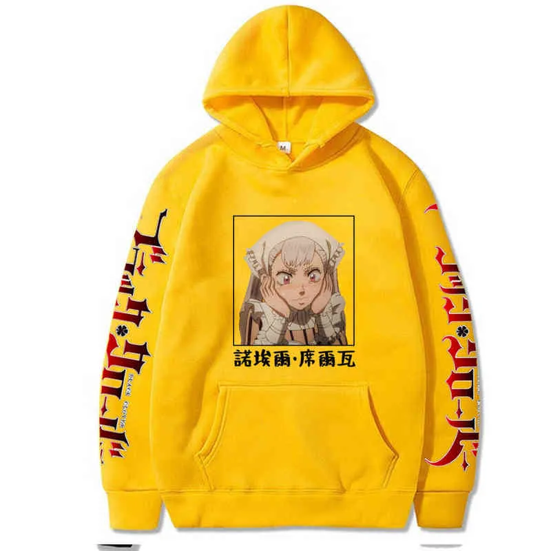 Black Clover Hoodie Hip Hop Anime Noelle Silva Pullovers Tops Long Sleeves Autumn Man Clothes H1227