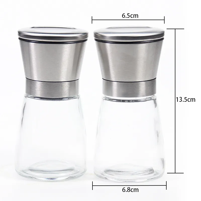Salt and Pepper mill Set of 2, 304 Stainless Steel Grinder Adjustable Ceramic Rotor, kitchen accessories 220311