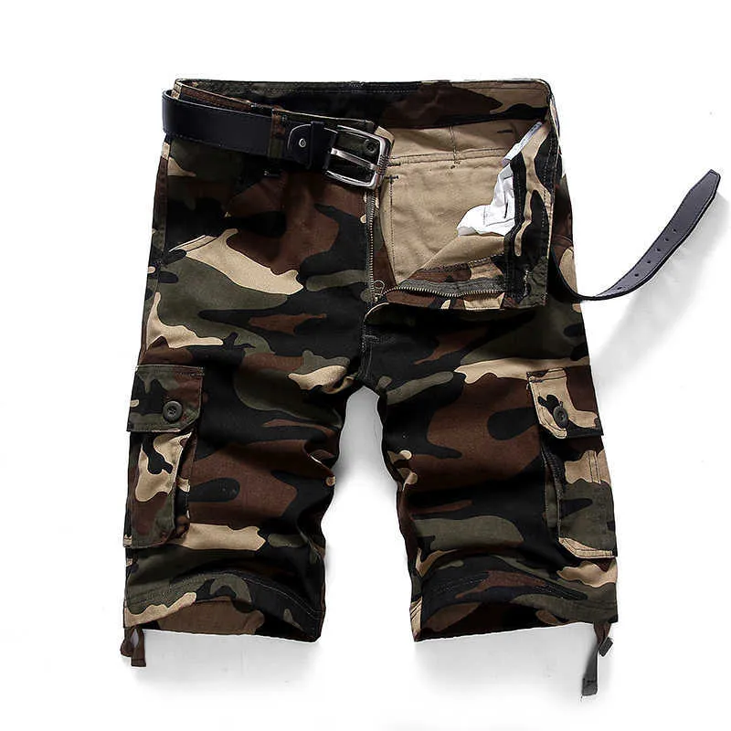 Camouflage Camo Cargo Shorts Men Summer Casual Cotton Multi-Pocket Loose Army Military Tactical Plus Size 44 210716