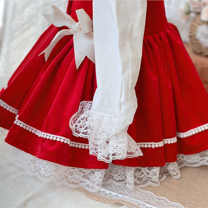 Baby Mädchen Spanisch Türkei Kleid Kinder Lolita Prinzessin Ballkleid Infant Rote Jahr Kleider Kleinkind Geburtstag Party Vestidos 210615