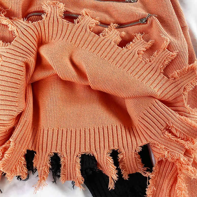 Nomikuma Turtleneck Tassel Court Pull Knitwear Coréen Zipper Femmes Tricoté Tops Automne Hiver Solid Pull Jumpers 6C368 210427