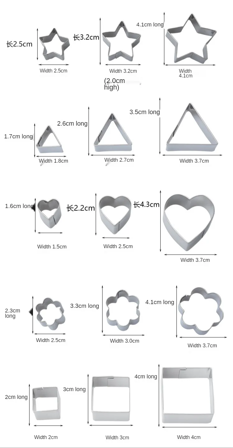24 stücke Gebäckwerkzeuge Edelstahl Plätzchenform Herz Stern Muster Cutter Kuchen Backkit