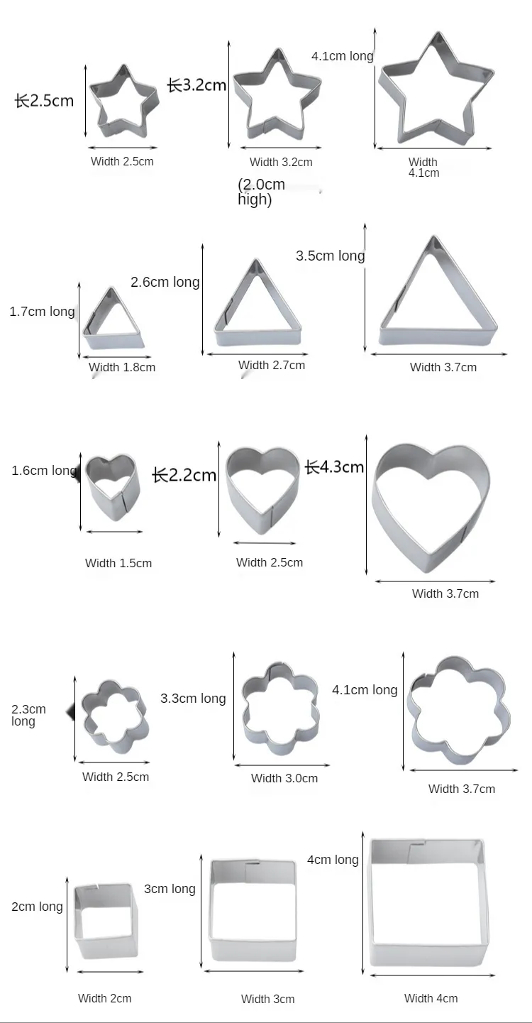 24 sztuk Narzędzia Ciasto Ze Stali Nierdzewnej Cookie Mold Heart Star Wzór Cutter Cake Kit Zestaw do pieczenia