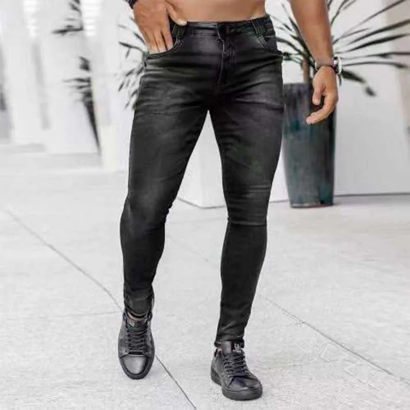 Dihope Street Style Jeans Men Pants Denim Trousers Striped Zipper Denim Hole Wash Hip Hop Work Trousers Vintage Jean Pencil Pant X0621