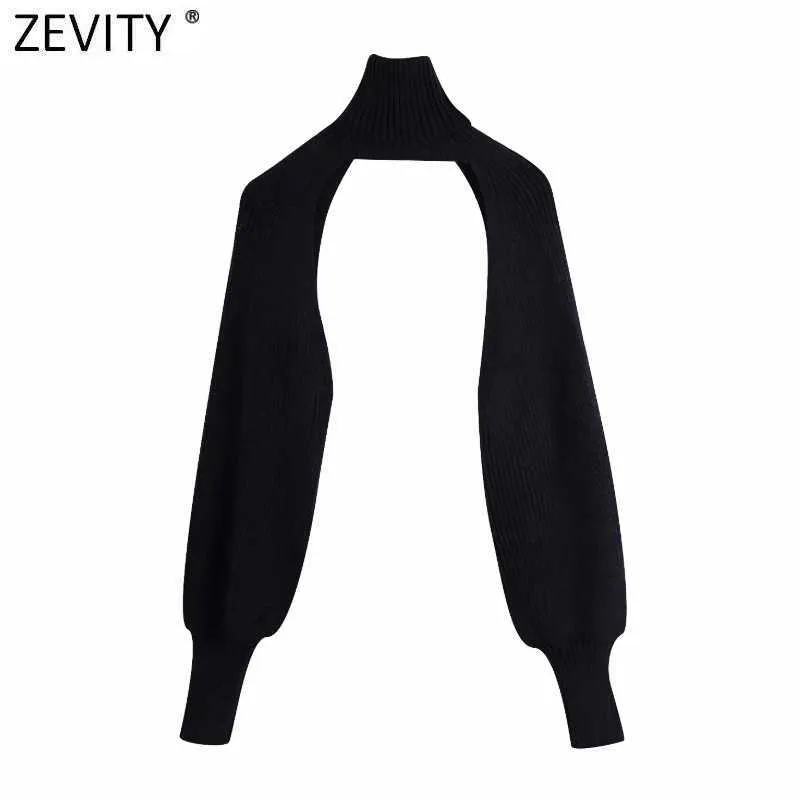 Zevity Collo dolcevita donna Maglione lavorato a maglia manica lunga Femme Chic design Pullover casual High Street Ladies Top S434 210922