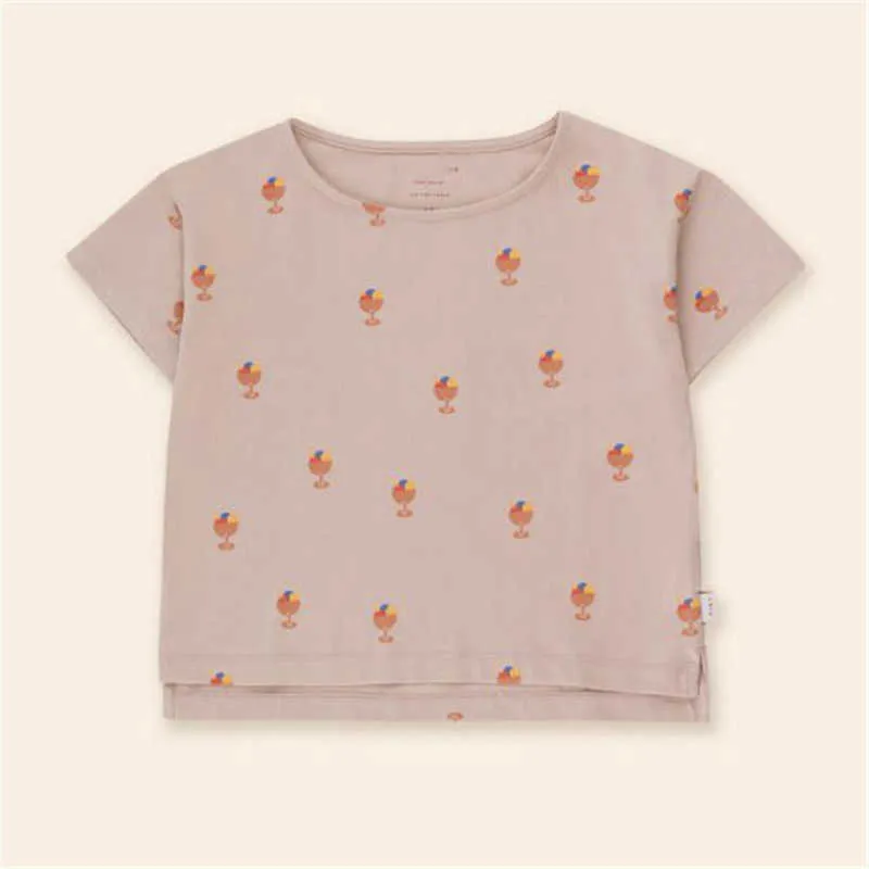 Enfants Été T-shirt à manches courtes Pantalons Ensembles TC Coton élégant Accueil Polka Dot Fleur Motif Enfant Fille Outfit 210619