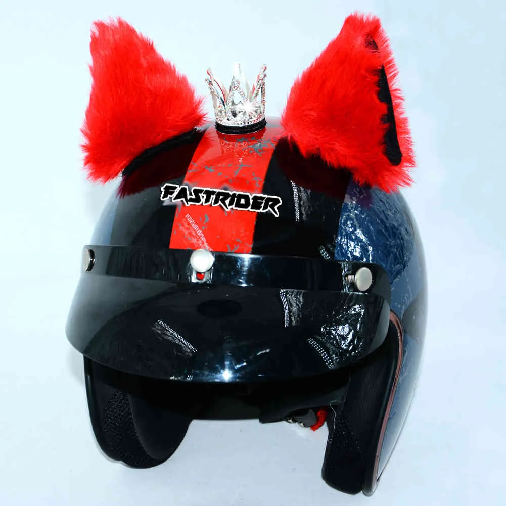 2 pzdecorazione del casco del motociclo diamante creativo orecchie di gatto pasta di peluche caschi da moto stile cosplay car styling