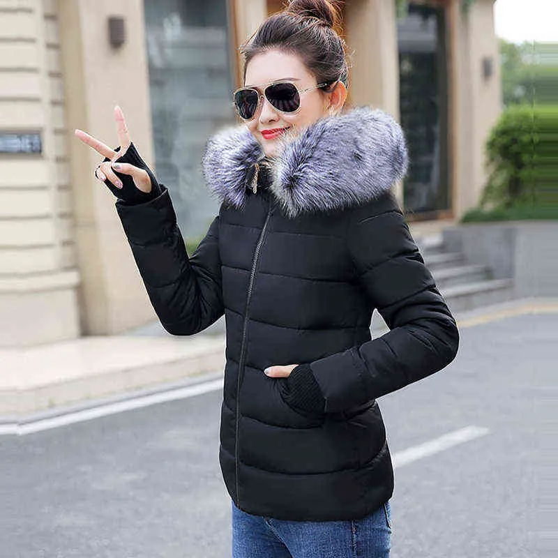 プロモーション価格！偽の毛皮の取り外し可能な秋冬のジャケットの女性暖かい手袋フード付きコート女性パーカー211216