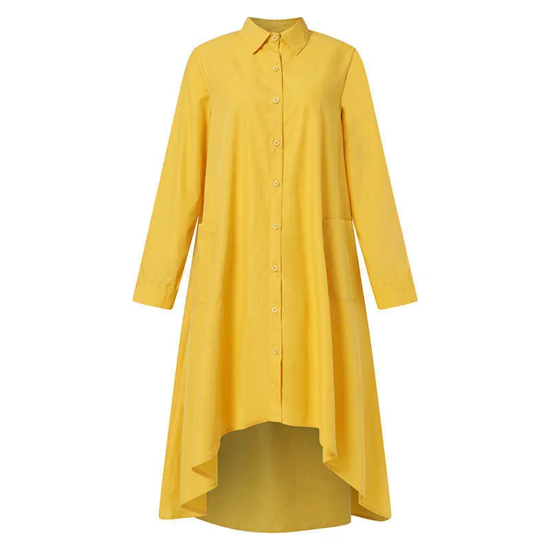 Robe ample femmes élégantes bohème Robe d'été revers cou 2021 VONDA Vestidos Robe Femme Y0823