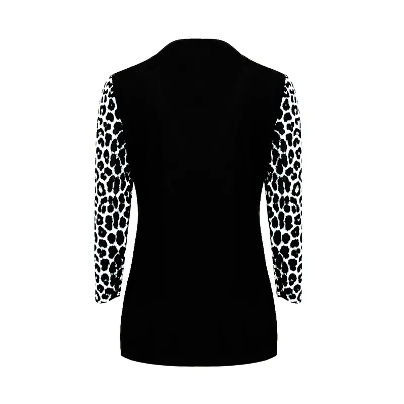 Women's Blouses Shirts YTL Women Chic Leopard Blouse for Work Plus Size Fashion Patchwork Slim Shirt Long Sleeve Autumn Spring Tunic Tops Blusas H414 220913