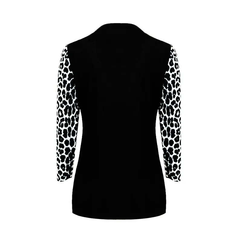 YTL Women Chic Leopard Blouse for Work Plus Size Fashion Patchwork Slim Shirt Long Sleeve Autumn Spring Tunic Tops Blusas H414 220315