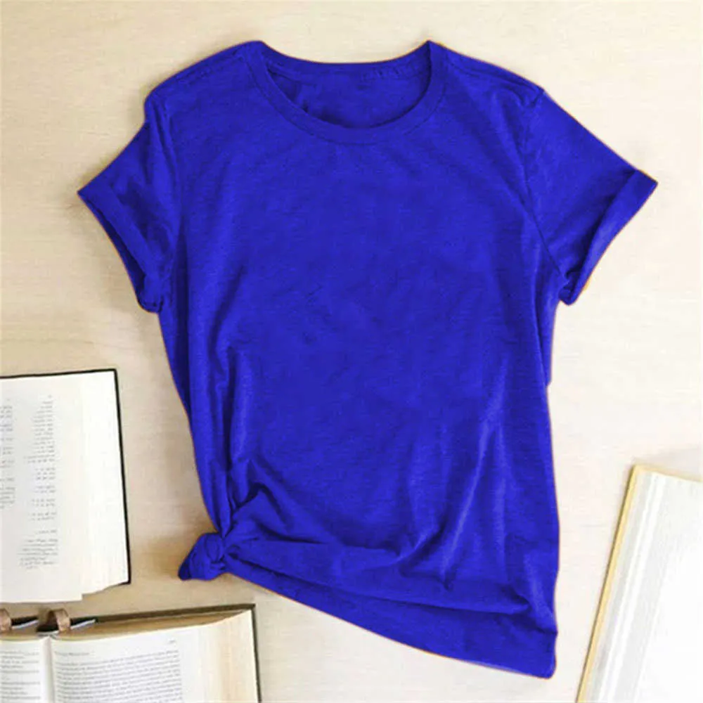 Dark Blue Tshirt Dames T-shirts Minimalism Zomer Top Grappige Rusland Familie Kijk Korte Mouw Ulzzang Mode Crewneck Shirt X0628