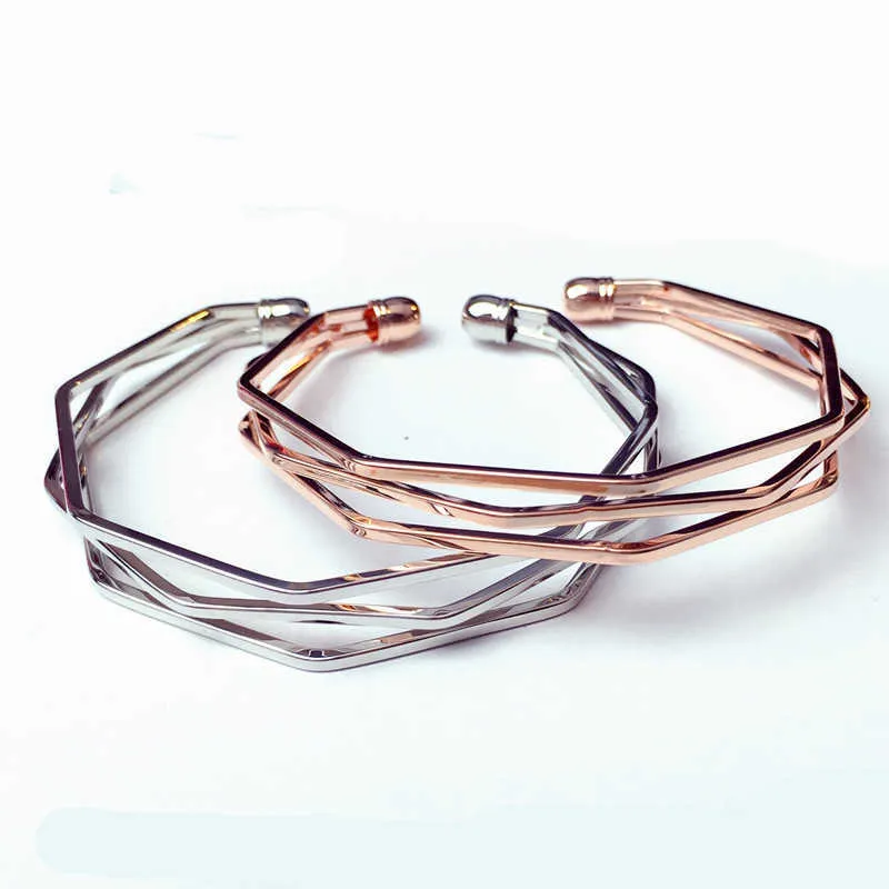 Copper Geometry Stereo Polygon Bracelet Female Fashion Ladies Bangle Bracelets Sell Like Hot Cakes Q0722