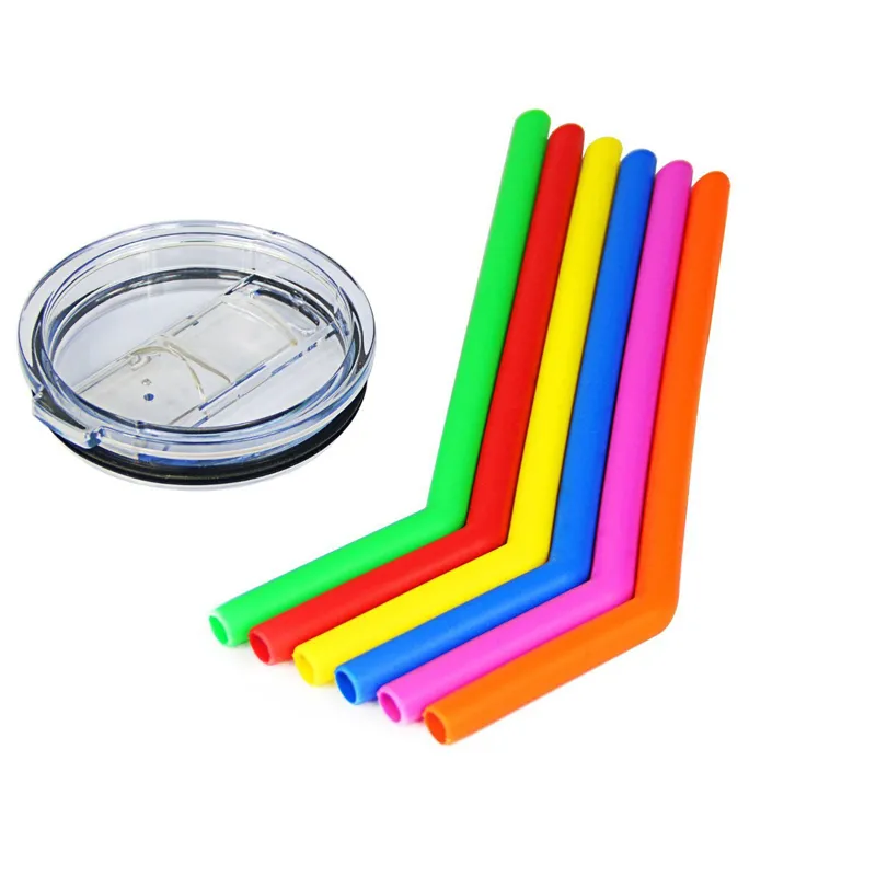 25cm Colorful Silicone Straw Food Grade Straight Bent Straws Fruit Juice Milk Tea Drinking Pipe Bar Party Accessory BH5109 TYJ