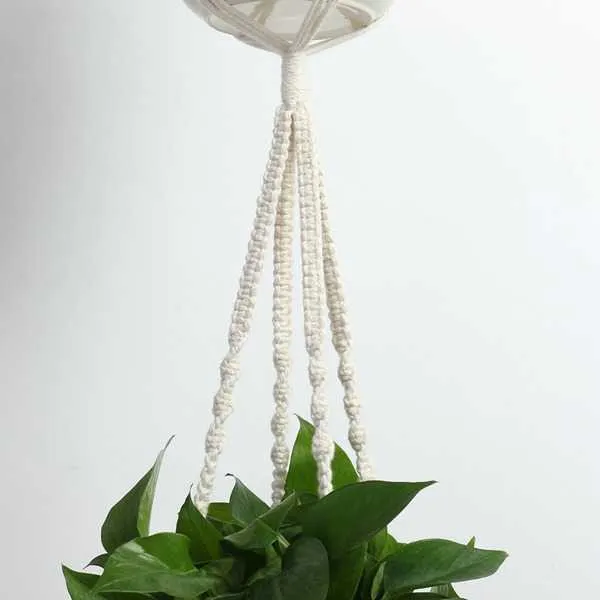 Cintres pour plantes en macramé - Paquet de 4, dans différentes conceptions - Porte-plante pour jardinière à suspendre à l'intérieur fait à la main - Boho moderne Home De Y0910