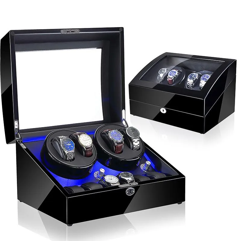 Watch Boxes & Cases Light Led Automatic Orbit Mabuchi Luxury Engine Winder Box Rotating May Contain Four Hanical Clos And 6 Quartz299y