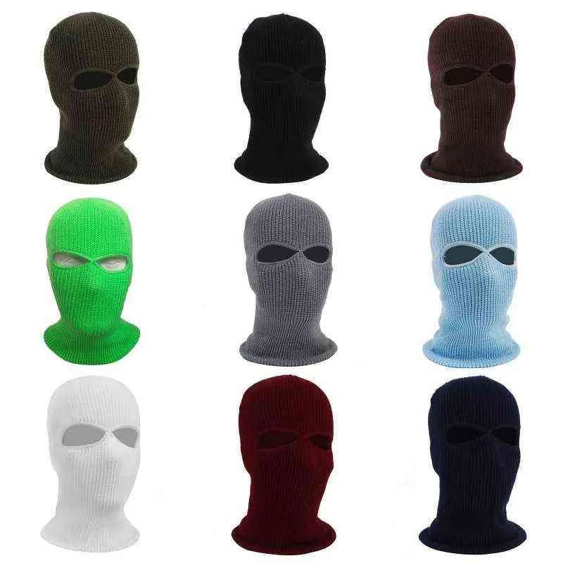 2-håls stickad skidmask balaclava hatt vinter hel ansiktsskydd Hals damask Mössa X7YA Y21111