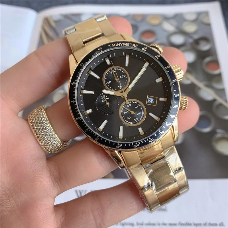 Montre de marque pour hommes, style multifonction, en acier inoxydable, calendrier, montres-bracelets à quartz, petits cadrans peuvent fonctionner BS21223f