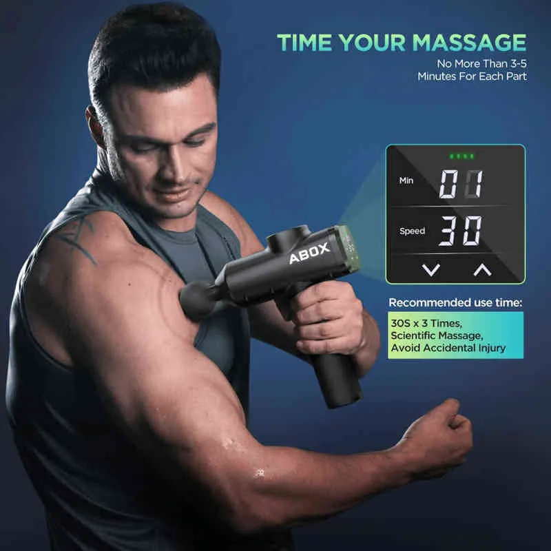 ABOX pistolet de Massage haute fréquence tissu profond Muscle sans brosse corps r Fitness Relaxation minceur soulagement de la douleur 220208