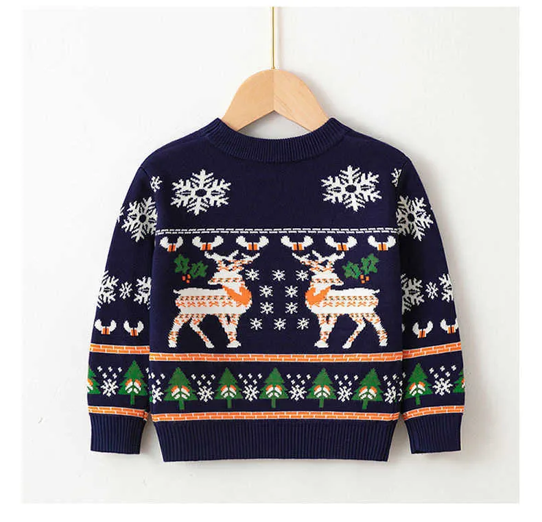 Christmas Sweater For Boys and Girls Knitted Clothes Pullovers Red Christmas Tree Snow Deer Children's Clothing Knit Sweaters Y1024