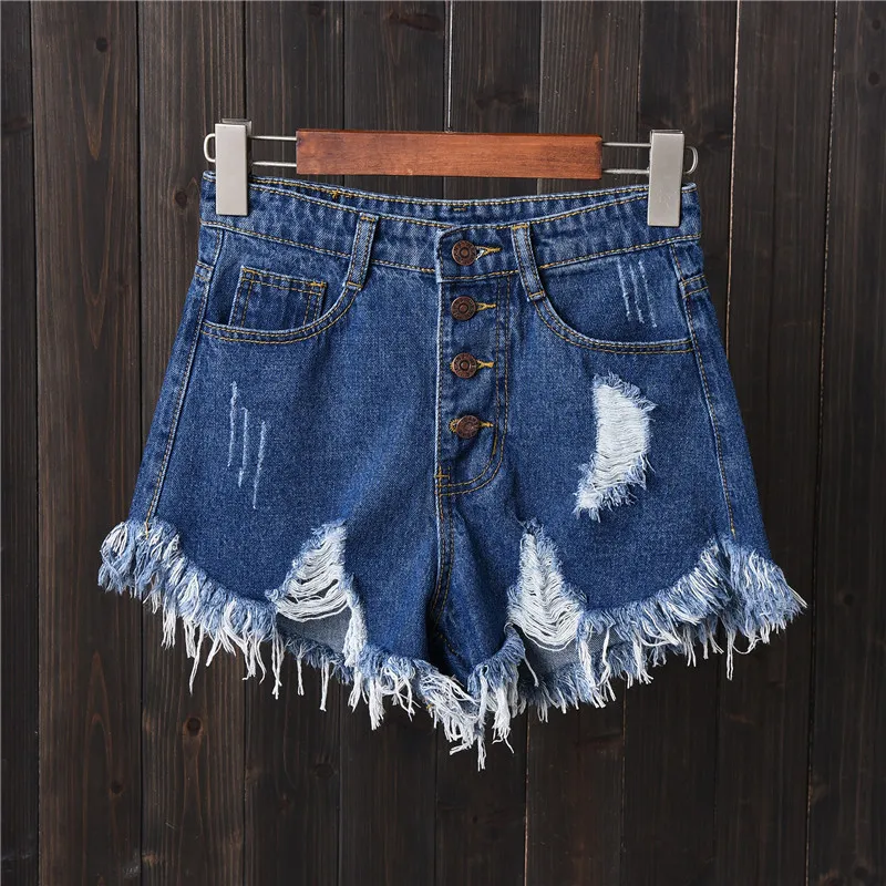 Vintage Ripped Hole Fringe 5 kleuren Denim Dames Casual Koreaanse jeans Zomermeisjesshorts