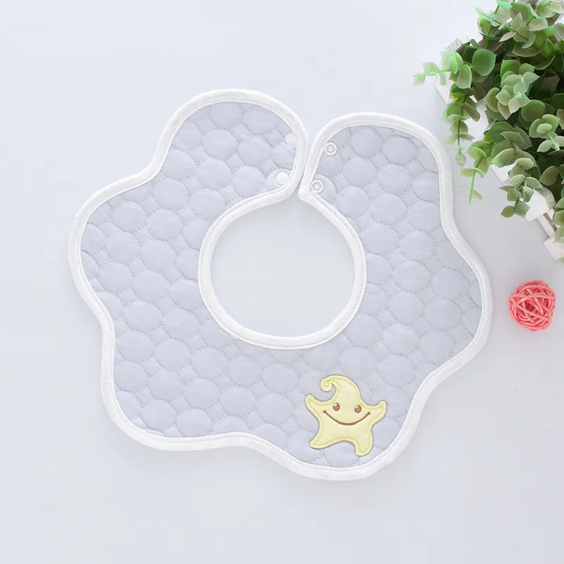 360 wasserdicht Lätzchen Doppel Druckknopf Männliche und Weibliche Baby Baumwolle Blütenblatt Spucktücher Infant Cartoon Bestickt Speichel Handtuch