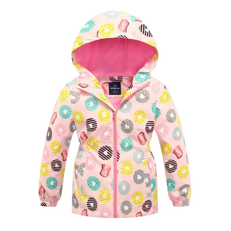 Jacket For Girls Spring Children's Flower Fleece Clothes Coat Windbreaker Outerwear Kids Polar Windproof 3-12T 220222