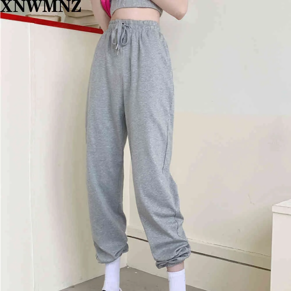 Women Gray casual joggers Cargo pants high waist womens sweat Korean sweat with pockets female mujer 210520