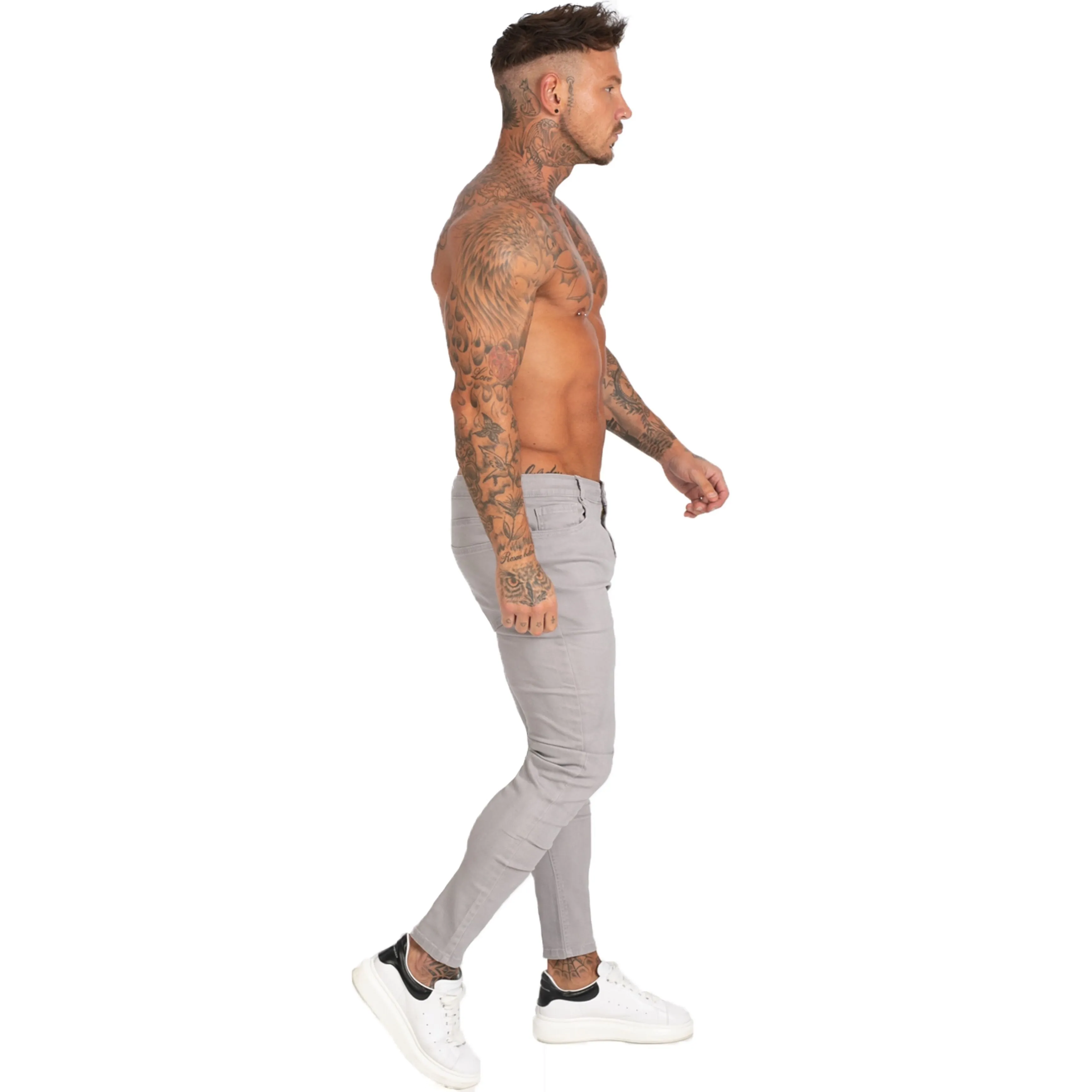 Denim-Hosen für Herren, Skinny Slim Fit, graue Jeans für Herren, Hip Hop, knöchelenger Schnitt, eng am Körper anliegend, große Größe, Stretch, zm175