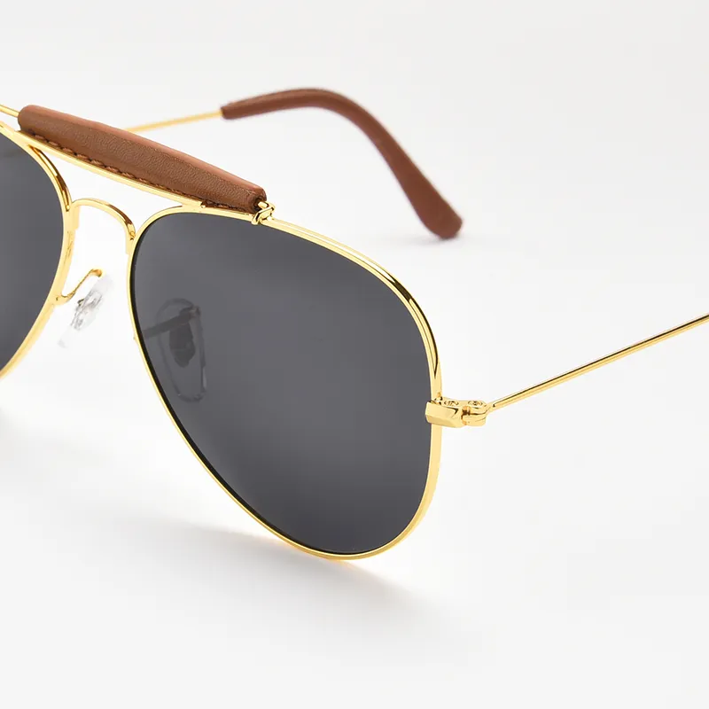 Vintage Classic 3422 OUTDOORSMAN CRAFT Style Leather Designer Man Sunglasses 2022 Brand Optical Glass Lens Sun Glasses Oculos De S327c