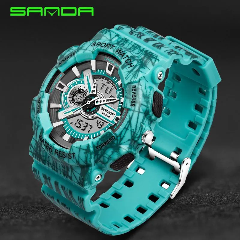 Relógios masculinos topo sanda digital-relógio g estilo militar esporte masculino led relógio digital de quartzo reloj hombre relógios de pulso 1723