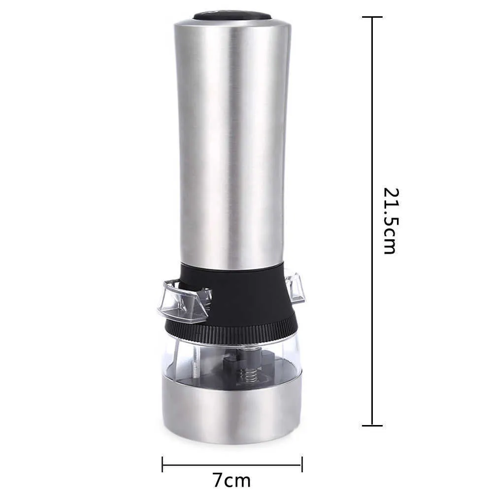 Automatic Electric Pepper Grinder LED Light Salt Grinding Bottle Free Kitchen Seasoning Grind Tool Mills 210712