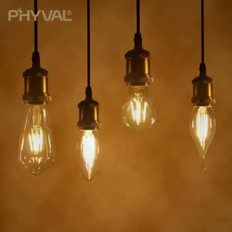 Bulbs Edison Led Bulb E27 E14 Vintage Light 220V 4W Warm White Tungsten Transparent Glass Energy Saving Safety3094