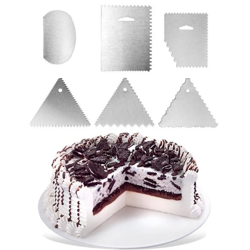 Pieczenie narzędzia do ciasta 6 Kształty ze stali nierdzewnej Skrobaczka do ciasta prostokątnego trójkątnego trapezu owalnego serranowego urządzenia 252V