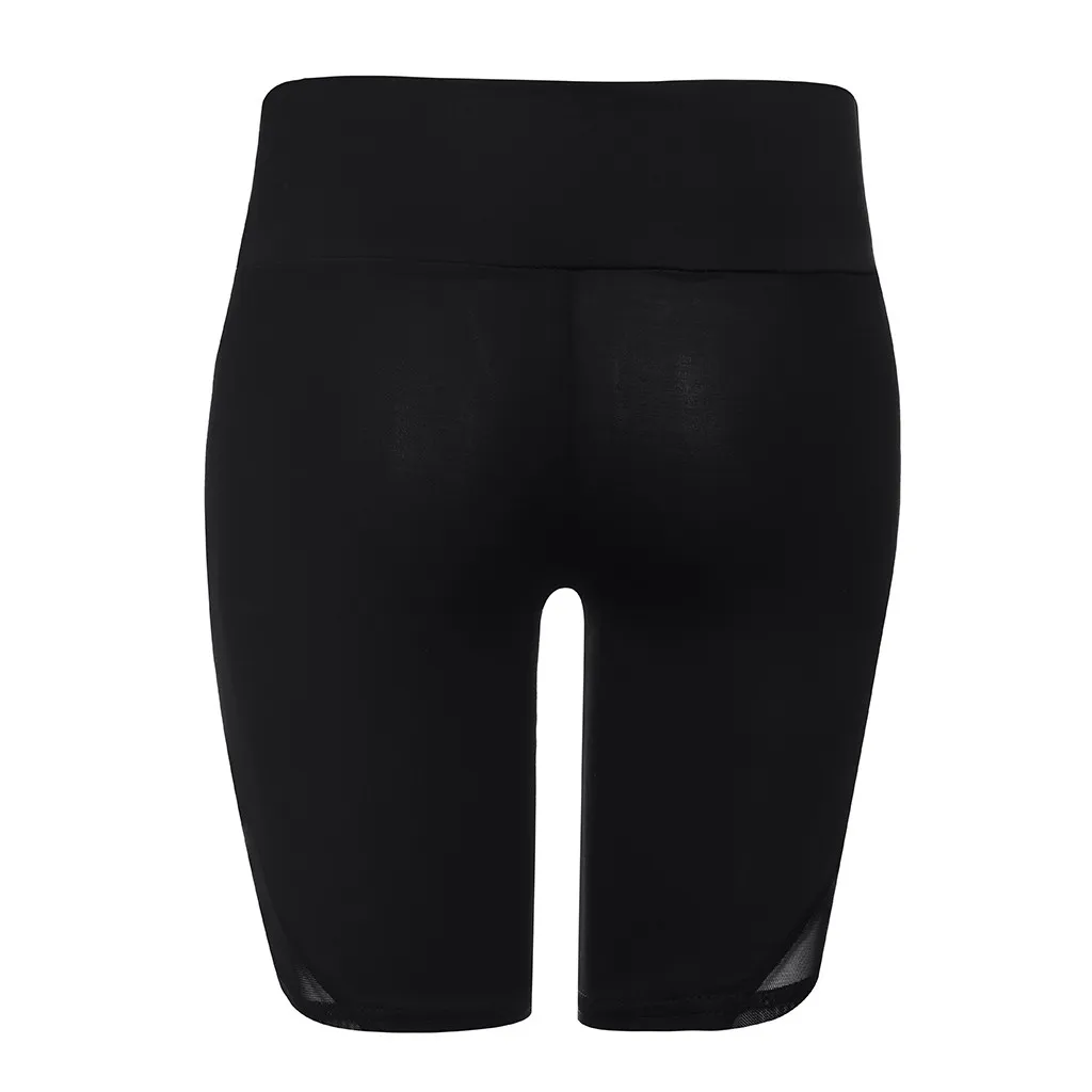 Pantaloncini ciclista femme Biker Pantaloncini da donna Mesh Fitness Casual Vita alta Estate Slim Pantaloni al ginocchio Pantaloncini da ciclismo Yoga Blu