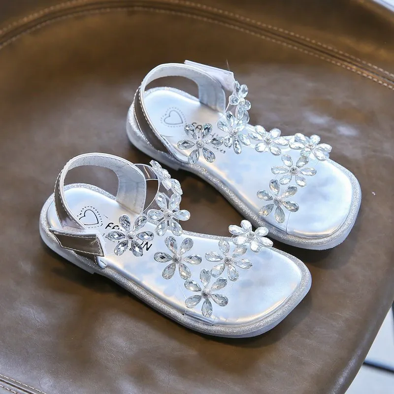 Girls039 Sandals Summer 2021 New Kids039S Crystal Flower Princessuw809115160