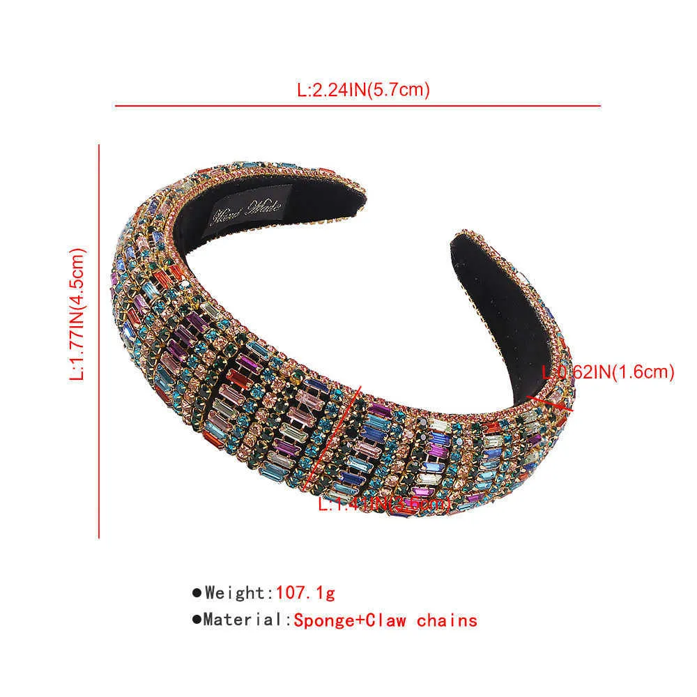 Lüks Rhinestone Saç Aksesuarları Kadınlar Için Kristal Geniş Bantlar Amerikan Tarzı Saç Hoop Hairband Parti Düğün Headdress X0722